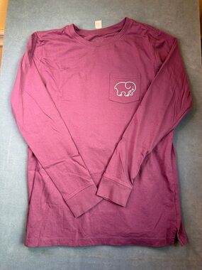Ivory Ella  Pocket Long Sleeve Tee - Plum size Sm